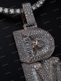 Luxury Rose Gold Plated VVS Moissanite Baguette Cut Diamond Letter DMK Pendant