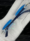 Round Cut Moissanite Diamond 925 Silver Sky Blue Gradient Sunglasses For Unisex