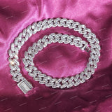 Trending Claw Setting Baguette Cut Cuban Link Chain Moissanite Custom Hip Hop Statement 925 Silver Necklace