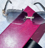 Luxury Iced Out Moissanite Diamond Rimless Shades Smoke Gradient Lenses