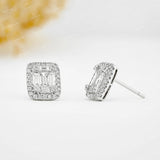 Hot Selling Fine Jewelry 925 Sterling Silver Emerald Cut VVS Moissanite Hip Hop Stud Earrings