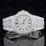 Luxury Iced Glass Dial Watch with Brilliant Moissanite Diamond and Two-Tone Watch