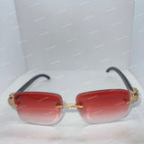 Premium VVS Moissanite Diamond Iced Out Rimless Sunglasses Sunset Red Gradient Sunglasses