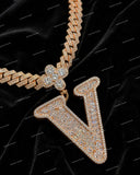 Custom Moissanite Diamond Name Letter Pendant Hip Hop Style Rose Gold 925 Sterling Silver Initial Pendant