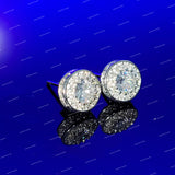 Full White Moissanite Round Brilliant Cut Stud Earrings 925 Sterling Silver
