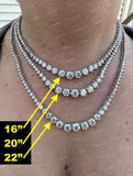 925 Sterling Silver Men's Cuban Link Tennis Chain Necklace Iced Out VVS Moissanite Diamond Necklace