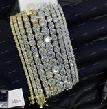 Luxury 925 Sterling Silver Moissanite Diamond Tennis Chain VVS Clarity Round Cut Iced Out Hip Hop Necklace