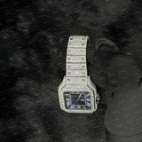 Iced Out Moissanite Diamond Watch Blue Face Roman Dial Full Iced Statement Timepiece For Men