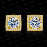 S925 Sterling Silver Hip Hop Rose Gold Plated Brilliant Cut Claw Moissanite Earrings
