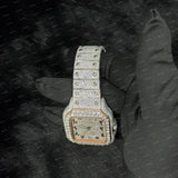 Fabulous Iced Out Arabic Dial Rose Gold Tone Moissanite Diamond Watch