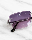 Silver Finish Handset Moissanite Diamond Rimless Eyewear – Cut-Edge Violet Gradient