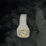 Two Tone Roman Dial Bust Dial Moissanite Diamond Studded Statement Watch