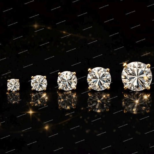 Screw Back Round Brilliant Cut Moissanite Stud Earrings 925 Sterling Silver Classic