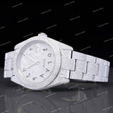 Full White Iced Out VVS Moissanite Diamond Watch With Black Arabic Numerals for Unisex