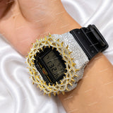 Premium Full Iced Out Hip Hop Style Watch With Moissanite Diamond Rubber Strap For Men