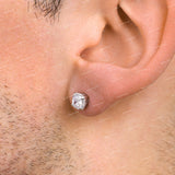 925 Sterling Silver Moissanite Diamond Stud Earrings VVS Cushion Cut Halo Iced Hip Hop Jewelry for Men