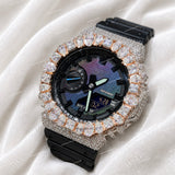 Snow White VVS Moissanite Diamond Watch With Rubber Strap Bold Streetwear Luxury Timepiece For Men