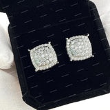 925 Sterling Silver Iced Full Pave D Color VVS Moissanite Round Stud Earrings Trendy Flower Pattern