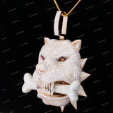 Hot Sale 925 Silver Moissanite Diamond Panther Pendant 3D Iced Out Animal Head Charm Pendant