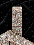 Premium Letter D Pendant Design Baguette Cut VVS Moissanite Diamond Encrusted Rose Gold Plated 925 Silver Claw Setting Pendant