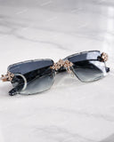 Rose Gold Finish Handset Moissanite Cross  Rimless Eyewear – Cut-Edge Tinted Lenses