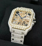 Iced Out Cartier Stainless Steel VVS Moissanite Diamond Watch