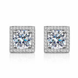 S925 Sterling Silver Hip Hop Rose Gold Plated Brilliant Cut Claw Moissanite Earrings