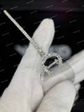 Silver Finish Micro-Pave Moissanite Diamond Rimless Eyewear Clear Gradient Lens