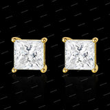 925 Sterling Silver With Moissanite Diamond Four-claw Setting Princess Cut Stud Earrings
