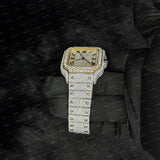 Two Tone Roman Dial Bust Dial Moissanite Diamond Studded Statement Watch