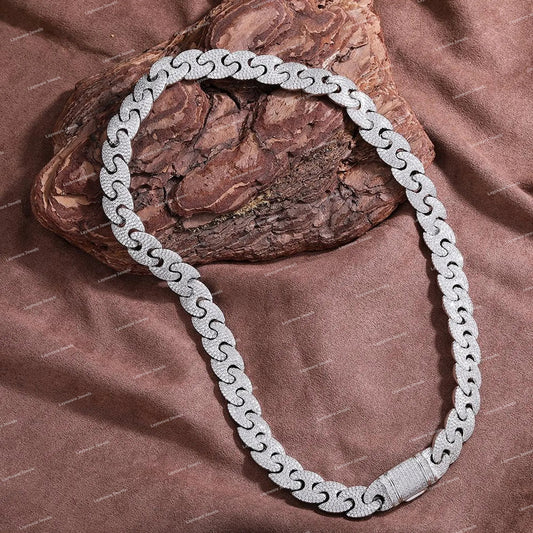 Hot Selling 925 Silver Brilliant Cut VVS Moissanite Diamond Hip Hop Cuban Link Chain Necklace