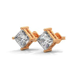 Princess Cut Moissanite Diamond Stud Earring in S925 Silver