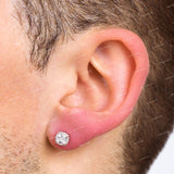 925 Sterling Silver Moissanite Diamond Stud Earrings VVS Cushion Cut Halo Iced Hip Hop Jewelry for Men