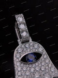 Luxury Moissanite Diamond Hamsa Hand Pendant 925 Silver Iced Out Eye Green Or Blue Stone