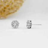 Iced Out Silver Moissanite Cluster Stud Earring For Women