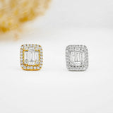Hot Selling Fine Jewelry 925 Sterling Silver Emerald Cut VVS Moissanite Hip Hop Stud Earrings