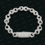High Quality Luxurious Brilliant Cut Cuban Chain Necklace Silver/Gold Plated Moissanite Box Clasp Hip Hop Style