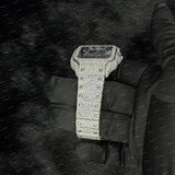 Iced Out Moissanite Diamond Watch Blue Face Roman Dial Full Iced Statement Timepiece For Men