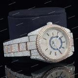 Luxury Iced Watch with Blue Accent Ring Moissanite Diamond Bezel and Fully Iced Timepiece