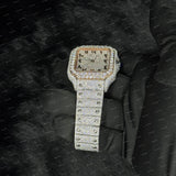 Fabulous Iced Out Arabic Dial Rose Gold Tone Moissanite Diamond Watch