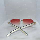 Premium VVS Moissanite Diamond Iced Out Rimless Sunglasses Sunset Red Gradient Sunglasses