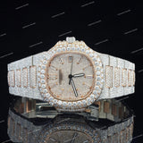 Hugh End Iced Out Glass Dial VVS Moissanite Diamond Automatic Watch