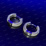 Full White Moissanite Round Brilliant Cut Stud Earrings 925 Sterling Silver