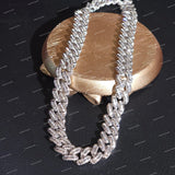 Trending Claw Setting Baguette Cut Cuban Link Chain Moissanite Custom Hip Hop Statement 925 Silver Necklace