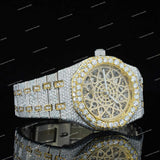 Luxury Iced Skeleton Dial Watch with Moissanite Diamond Bezel Fully Iced Premium Timepiece