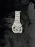 Custom Luxury Snow White Full Iced Santos Moissanite Diamond Watch Fashion Style